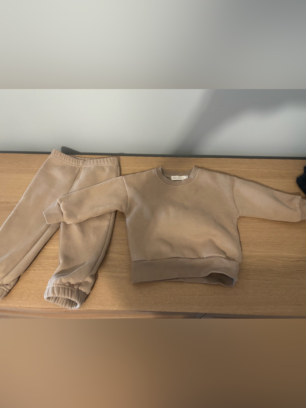 Aziel and Luca 12-18 months Kids Neutral Tan Sweatshirt & Jogger Set